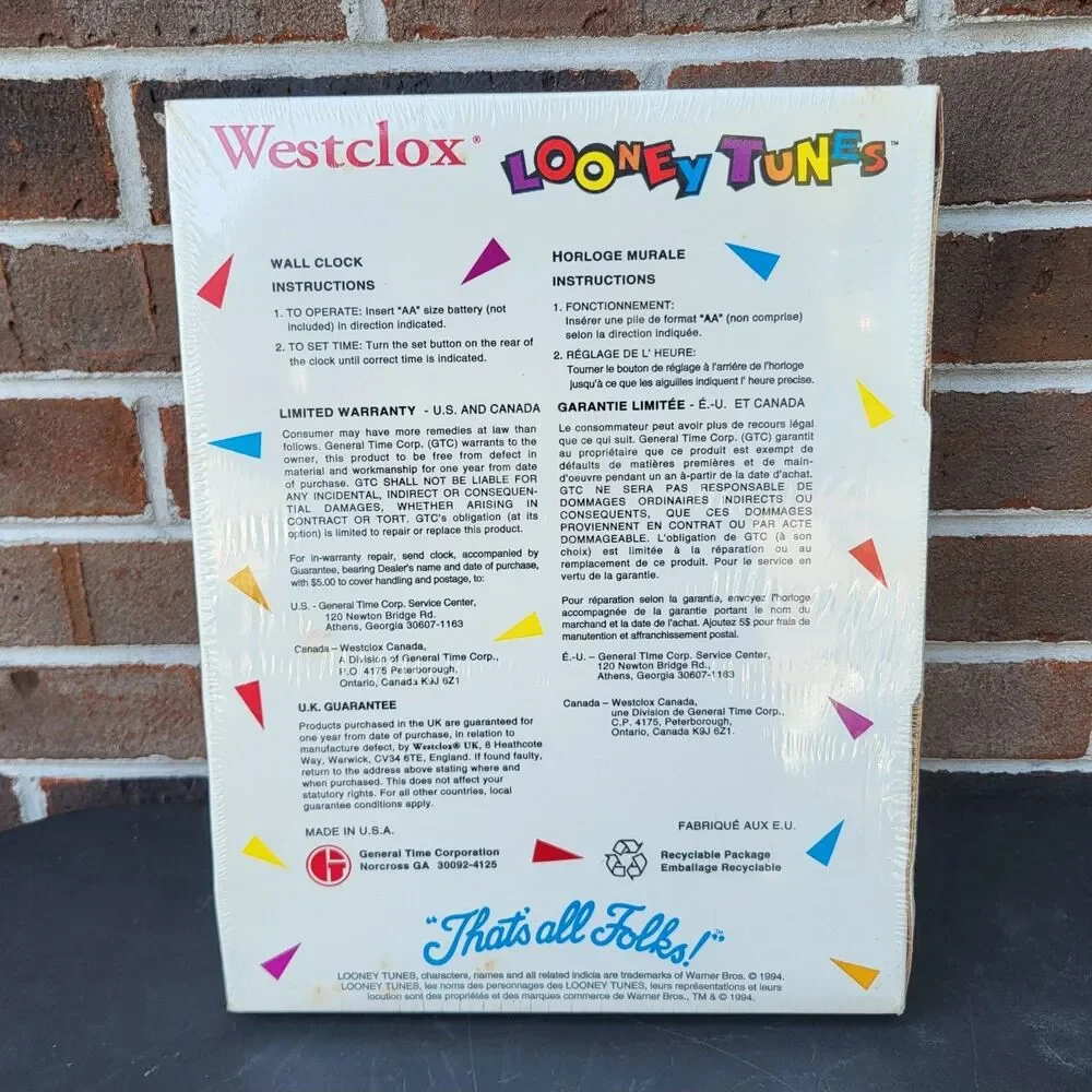 Vintage 1994 Westclox Looney Tunes Bugs Bunny 10